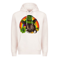 Pale Pink st patricks day baby cow shamrock rainbow gold Premium Hoodie - RanaPortraitStore