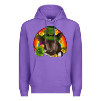 Purple st patricks day baby cow shamrock rainbow gold Premium Hoodie - RanaPortraitStore