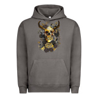 Pigment Tornado Bull Human Skull With Gold Roses Urban Hoodie - RanaPortraitStore