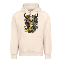 Sandshell Bull Human Skull With Gold Roses Urban Hoodie - RanaPortraitStore