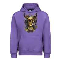 Tulip Bull Human Skull With Gold Roses Urban Hoodie - RanaPortraitStore