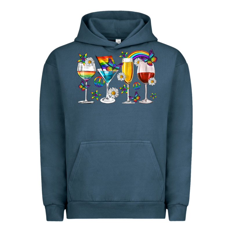 Pride Lgbtq Wine Cups And Glasses Urban Hoodie by texasbilliewilder | Teevron