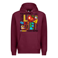 Burgundy teach love inspire teacher Premium Hoodie - texasbilliewilder