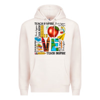 Pale Pink teach love inspire teacher Premium Hoodie - texasbilliewilder