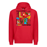 Red teach love inspire teacher Premium Hoodie - texasbilliewilder