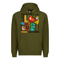 Army Green teach love inspire teacher Premium Hoodie - texasbilliewilder