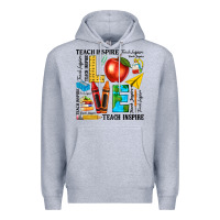 Heather Grey teach love inspire teacher Premium Hoodie - texasbilliewilder