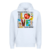 White teach love inspire teacher Premium Hoodie - texasbilliewilder