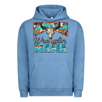 Pigment Pebble Blue wranglin mama Urban Hoodie - Zillion Design Studio