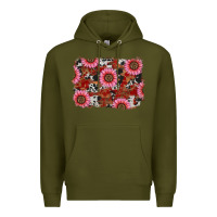 Army Green valentine's day sunflowers leopard cowhide background Premium Hoodie - RanaPortraitStore