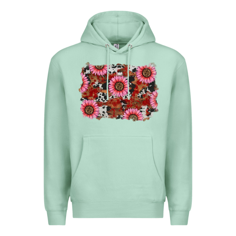 Valentine's Day Sunflowers Leopard Cowhide Background Premium Hoodie by RanaPortraitStore | Teevron