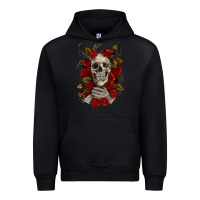 Black Bull Human Skull With Roses Urban Hoodie - RanaPortraitStore