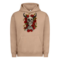 Pigment Burro Bull Human Skull With Roses Urban Hoodie - RanaPortraitStore