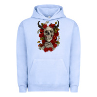 Pigment Grape Ice Bull Human Skull With Roses Urban Hoodie - RanaPortraitStore