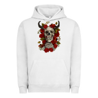Pigment Lunar Rock Bull Human Skull With Roses Urban Hoodie - RanaPortraitStore