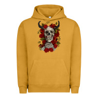 Pigment Peanut Butter Bull Human Skull With Roses Urban Hoodie - RanaPortraitStore
