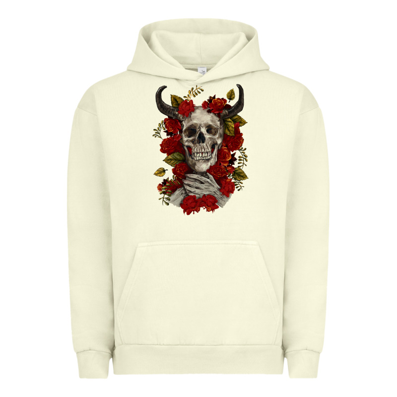 Bull Human Skull With Roses Urban Hoodie by RanaPortraitStore | Teevron
