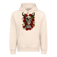 Sandshell Bull Human Skull With Roses Urban Hoodie - RanaPortraitStore
