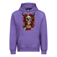 Tulip Bull Human Skull With Roses Urban Hoodie - RanaPortraitStore