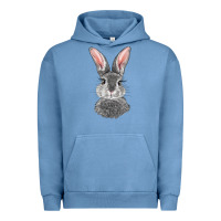 Pigment Pebble Blue Bunny Face Urban Hoodie - RanaPortraitStore