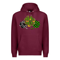 Burgundy st patricks day shamrock gold Premium Hoodie - RanaPortraitStore