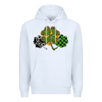 White st patricks day shamrock gold Premium Hoodie - RanaPortraitStore