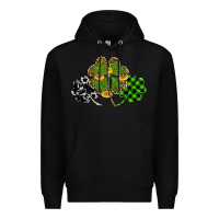 Black st patricks day shamrock gold Premium Hoodie - RanaPortraitStore
