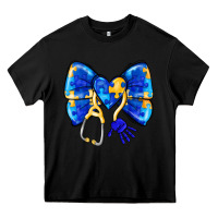Black Down Syndrome Ribbon Heavy Core Tee - CowhideDigitalArt