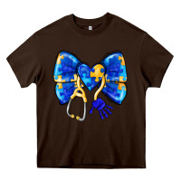 Chocolate Brown Down Syndrome Ribbon Heavy Core Tee - CowhideDigitalArt
