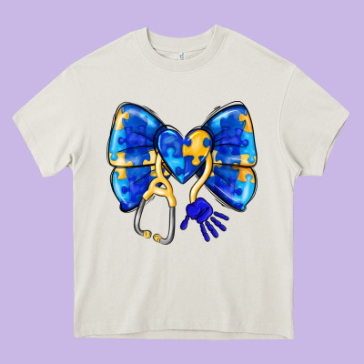 Down Syndrome Ribbon Heavy Core Tee Designed By Cowhidedigitalart