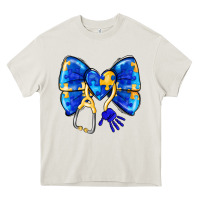 Cream Down Syndrome Ribbon Heavy Core Tee - CowhideDigitalArt