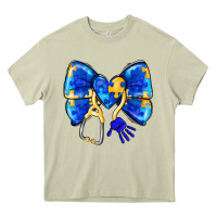 Mossy Down Syndrome Ribbon Heavy Core Tee - CowhideDigitalArt