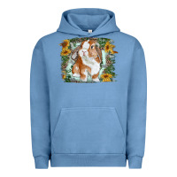 Pigment Pebble Blue Bunny With Flower Leopard Urban Hoodie - RanaPortraitStore