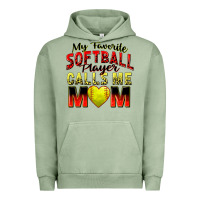 Pigment Oil Green my favorite softball player calls me mom Urban Hoodie - Zillion Design Studio
