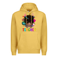 Antique Gold teacher afro messy bun Premium Hoodie - texasbilliewilder