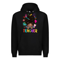 Black teacher afro messy bun Premium Hoodie - texasbilliewilder
