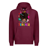 Burgundy teacher afro messy bun Premium Hoodie - texasbilliewilder