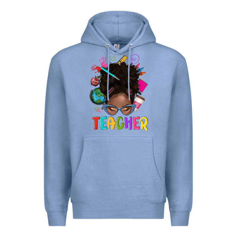 Teacher Afro Messy Bun Premium Hoodie by texasbilliewilder | Teevron