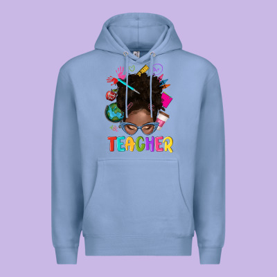 Teacher Afro Messy Bun Premium Hoodie Designed By Texasbilliewilder