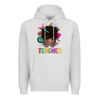 Dove Grey teacher afro messy bun Premium Hoodie - texasbilliewilder