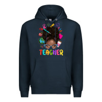 Navy teacher afro messy bun Premium Hoodie - texasbilliewilder