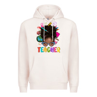 Pale Pink teacher afro messy bun Premium Hoodie - texasbilliewilder