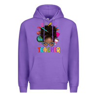 Purple teacher afro messy bun Premium Hoodie - texasbilliewilder
