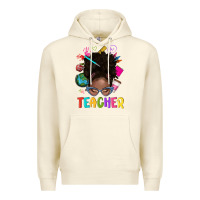 Sandshell teacher afro messy bun Premium Hoodie - texasbilliewilder