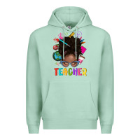 Seafoam teacher afro messy bun Premium Hoodie - texasbilliewilder