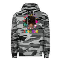 Slate Camo teacher afro messy bun Premium Hoodie - texasbilliewilder