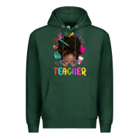 Sports Green teacher afro messy bun Premium Hoodie - texasbilliewilder