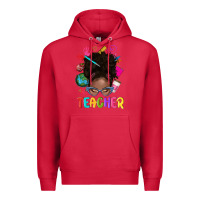 Cardinal teacher afro messy bun Premium Hoodie - texasbilliewilder