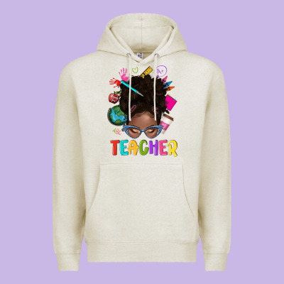 Teacher Afro Messy Bun Premium Hoodie Designed By Texasbilliewilder