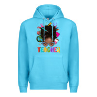 Ocean Blue teacher afro messy bun Premium Hoodie - texasbilliewilder